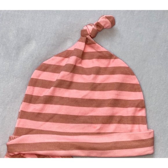 Mud Pie pink brown knotted gown hat set NWOT 0-3m - Picture 3 of 4